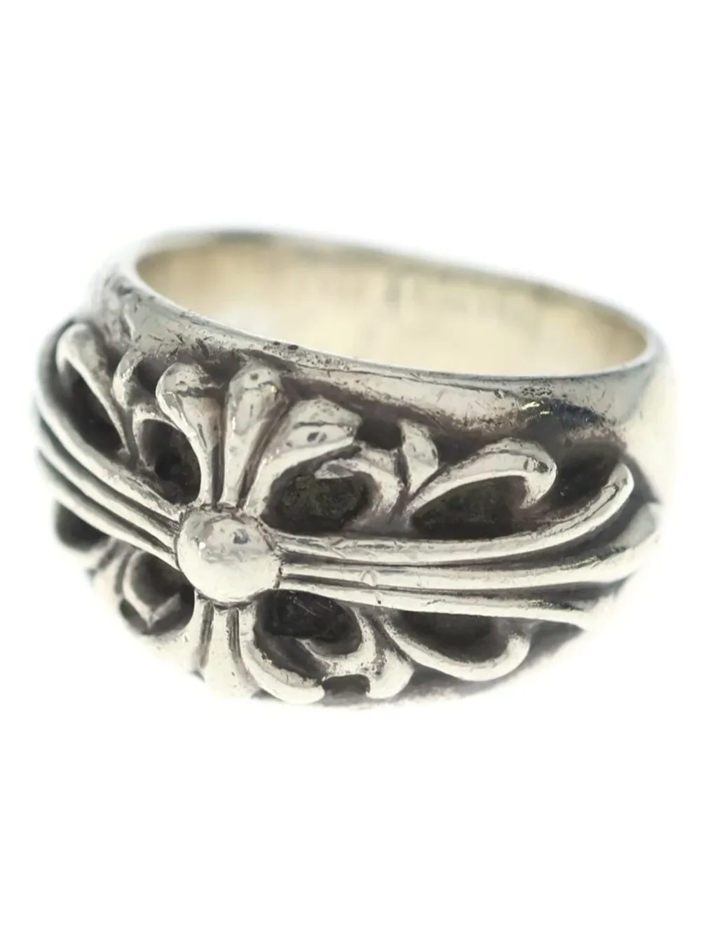 Chrome Hearts Flrl Crs Floral Cross Ring Silver